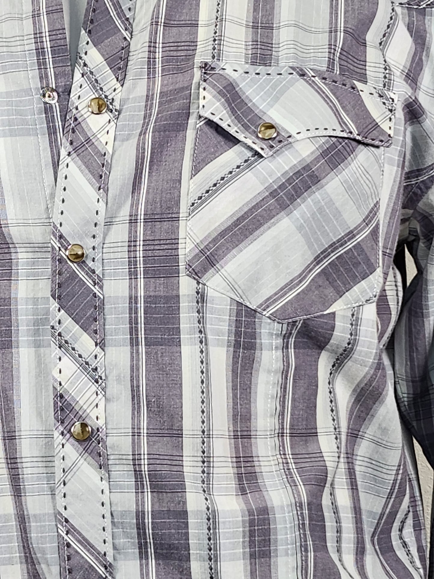 Wrangler Top Stitch Detail Pearl Snap Shirt