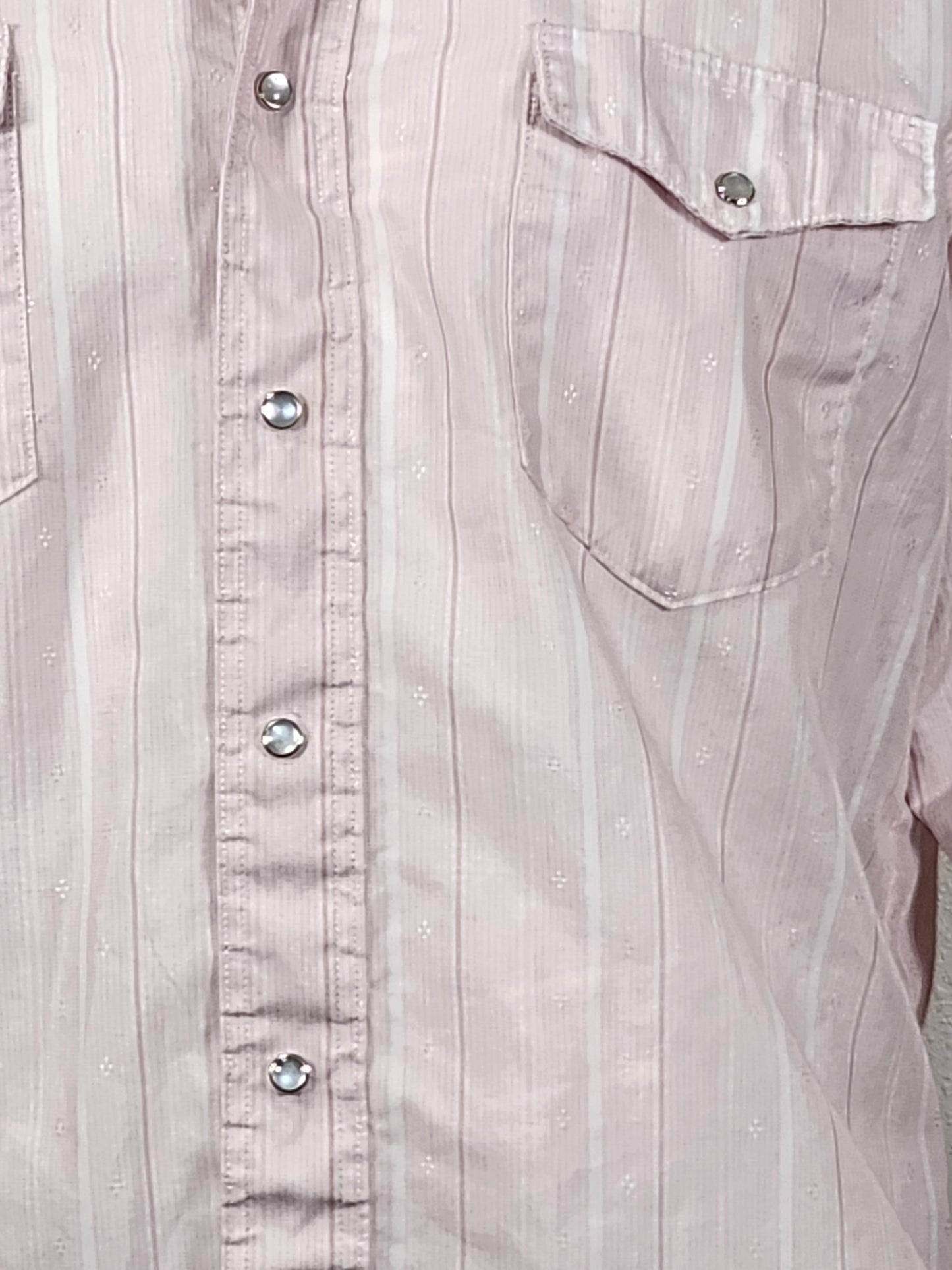 Rare Vintage Wrangler Light Pink Jacquard Pearl Snap Shirt
