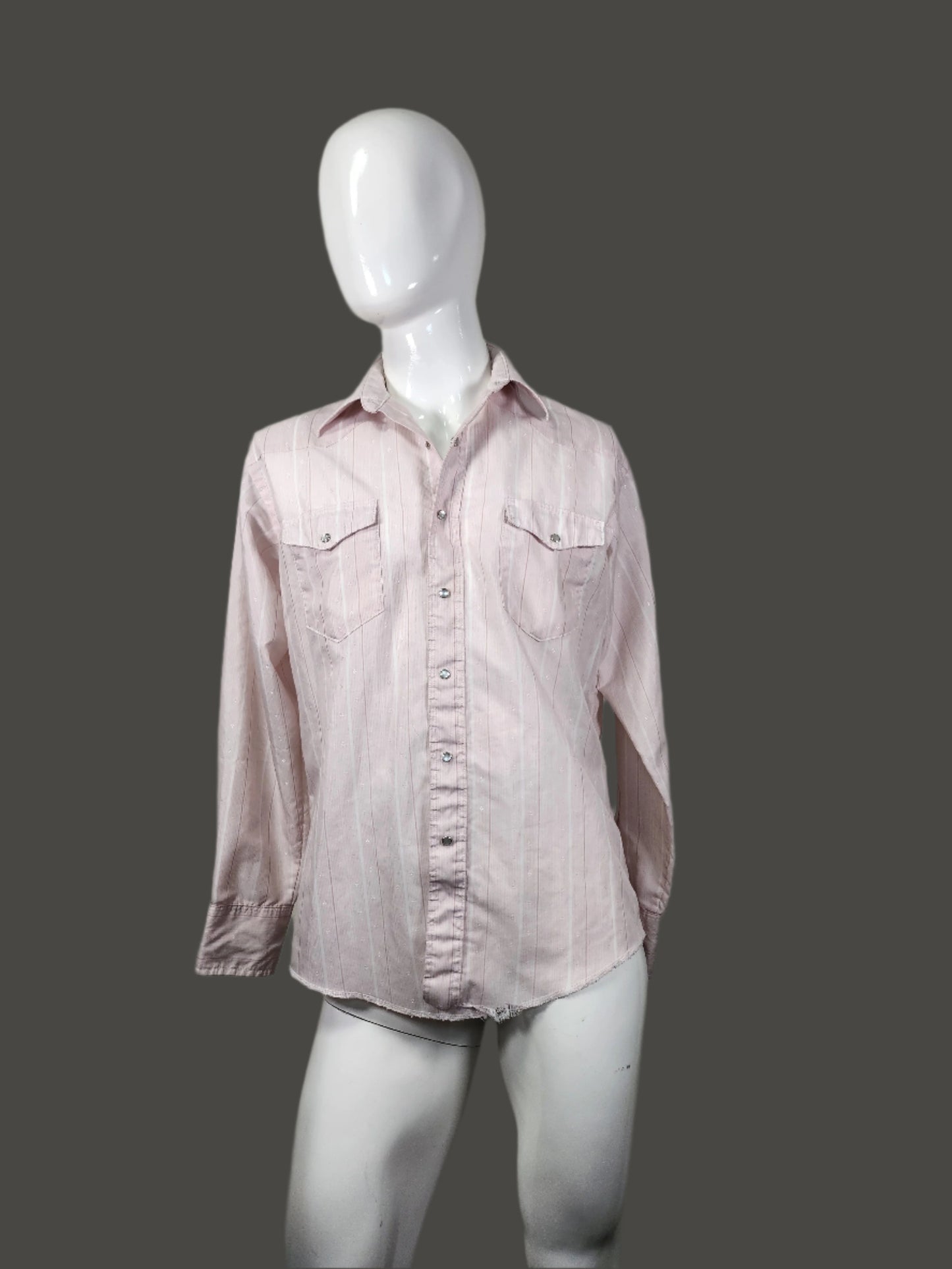Rare Vintage Wrangler Light Pink Jacquard Pearl Snap Shirt