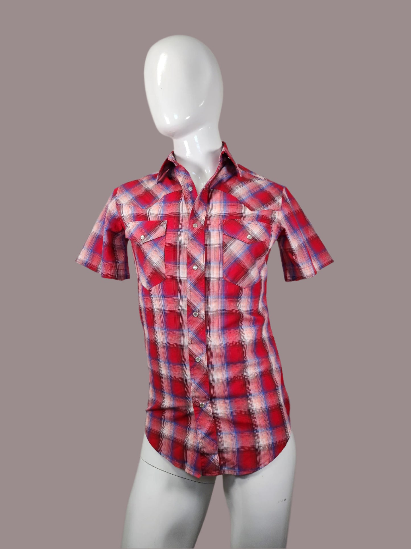 Wrangler Red Plaid Pearl Snap Shirt