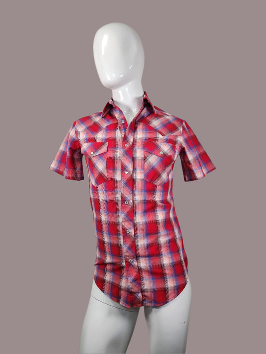 Wrangler Red Plaid Pearl Snap Shirt
