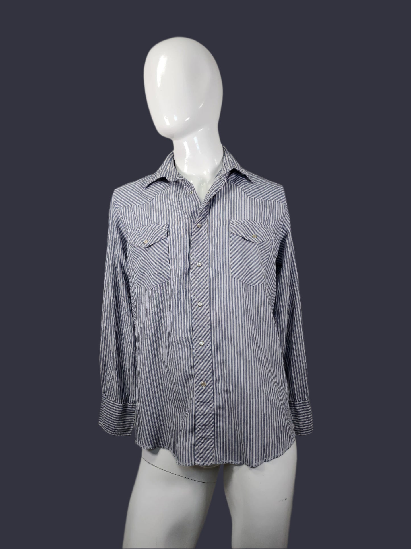 Vintage Light Weight Striped Wrangler Pearl Snap Shirt